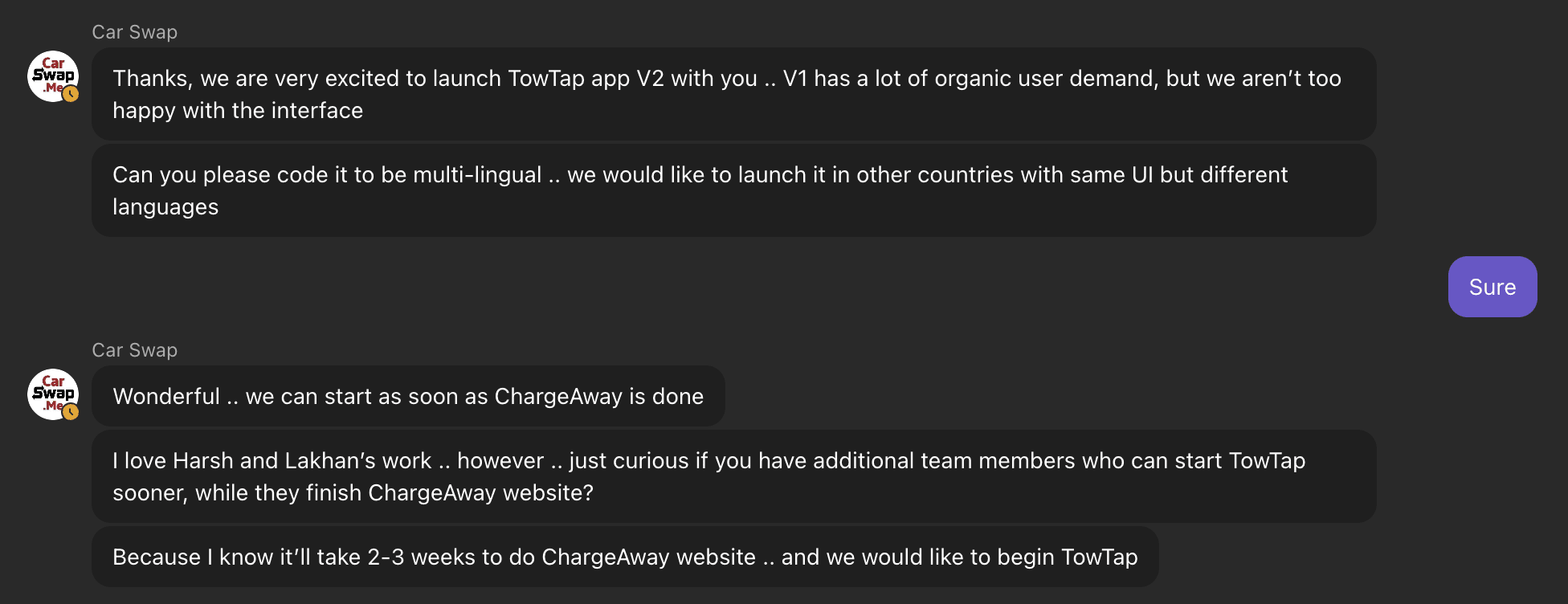 Client Teams Chat - New Project Request