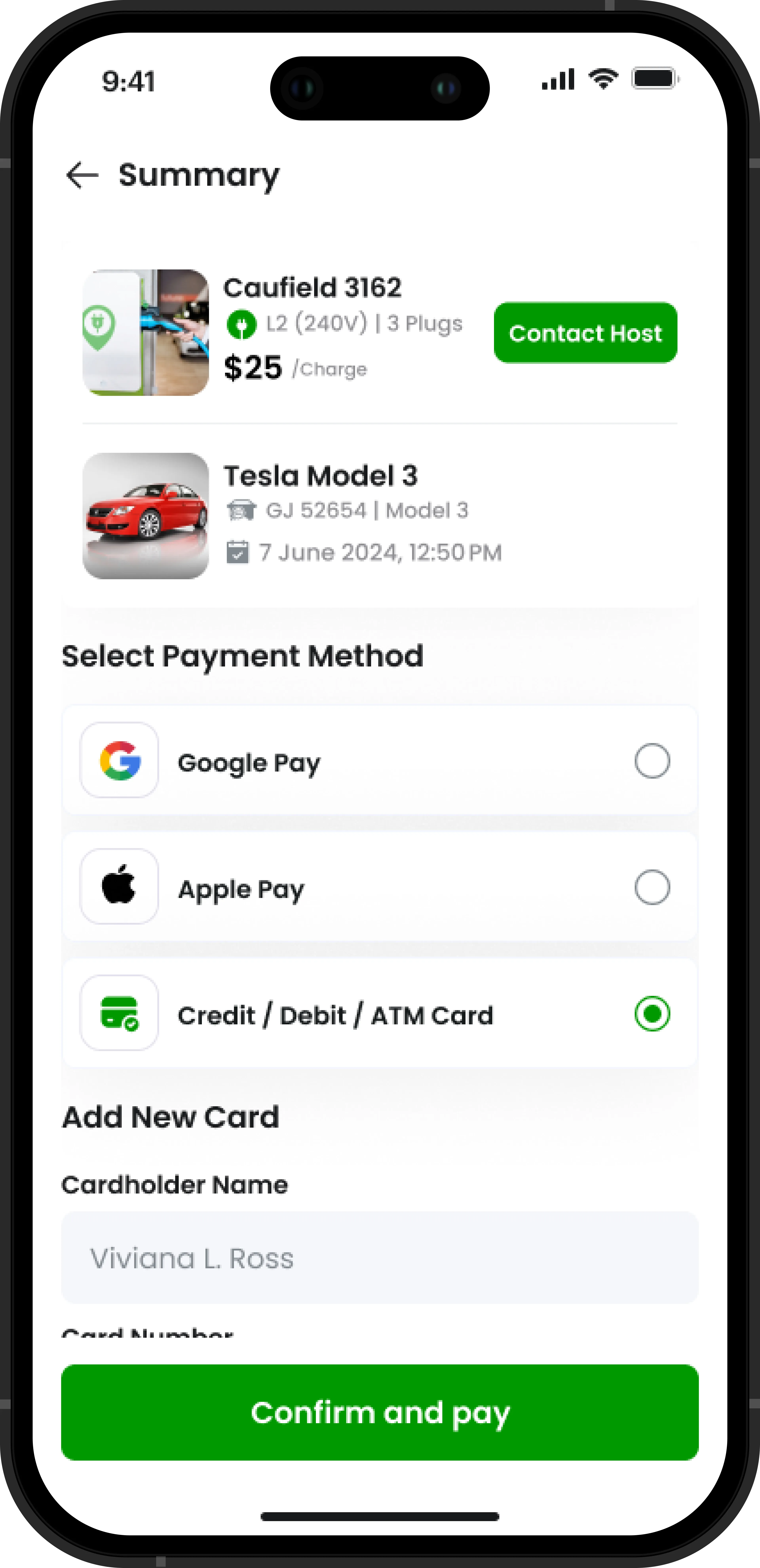 Payment Summary Screen